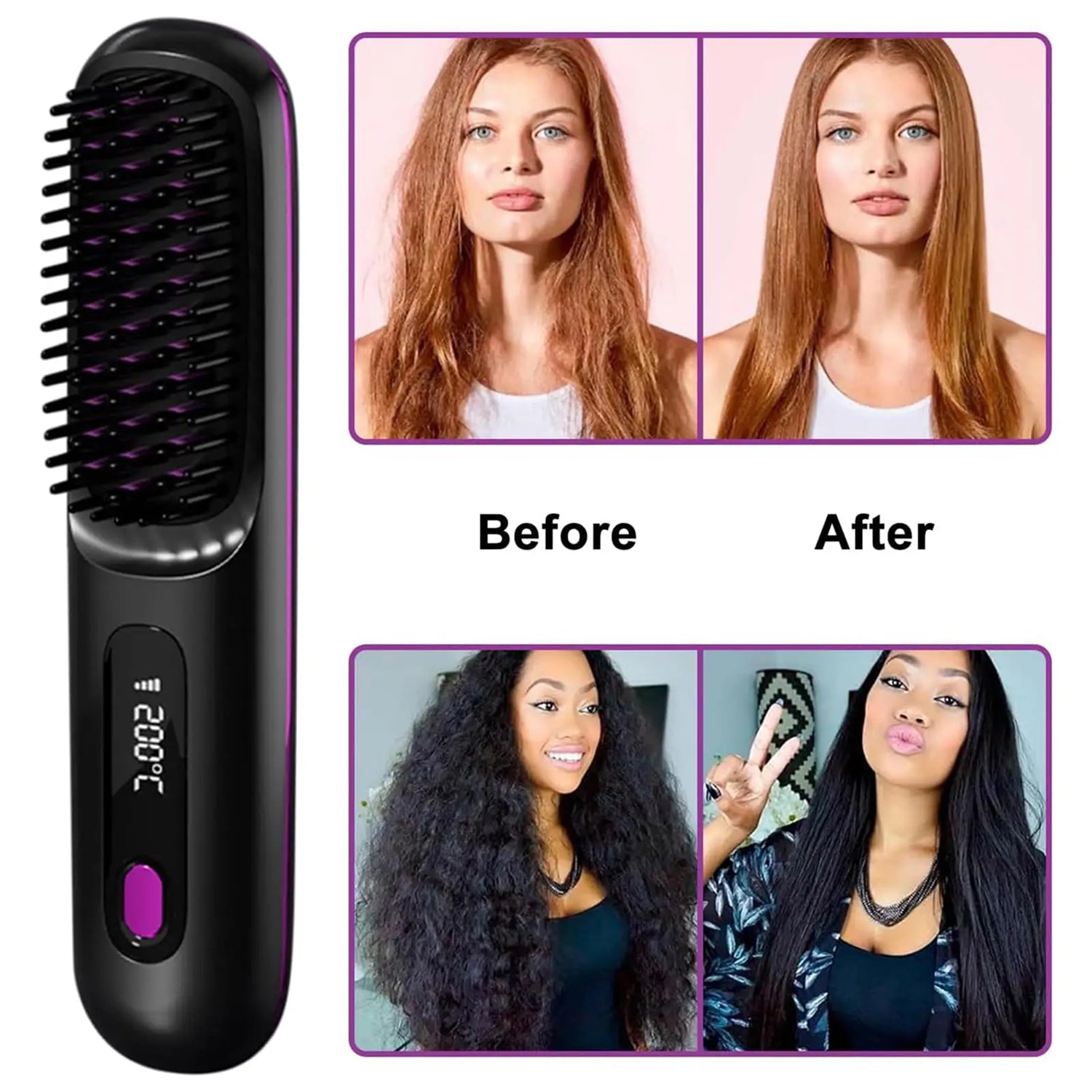 GloxyComb Cordless Straightening Brush