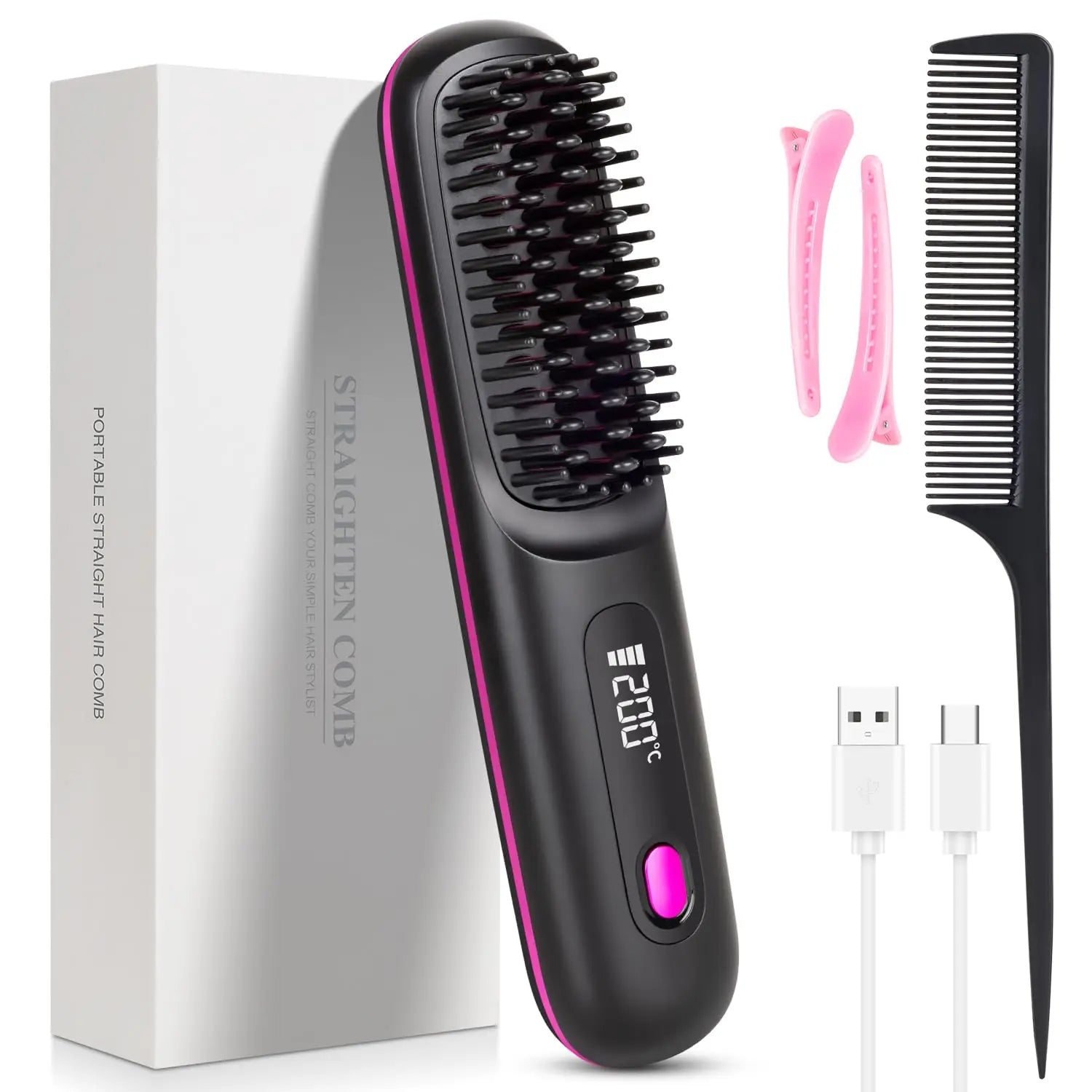 GloxyComb Cordless Straightening Brush
