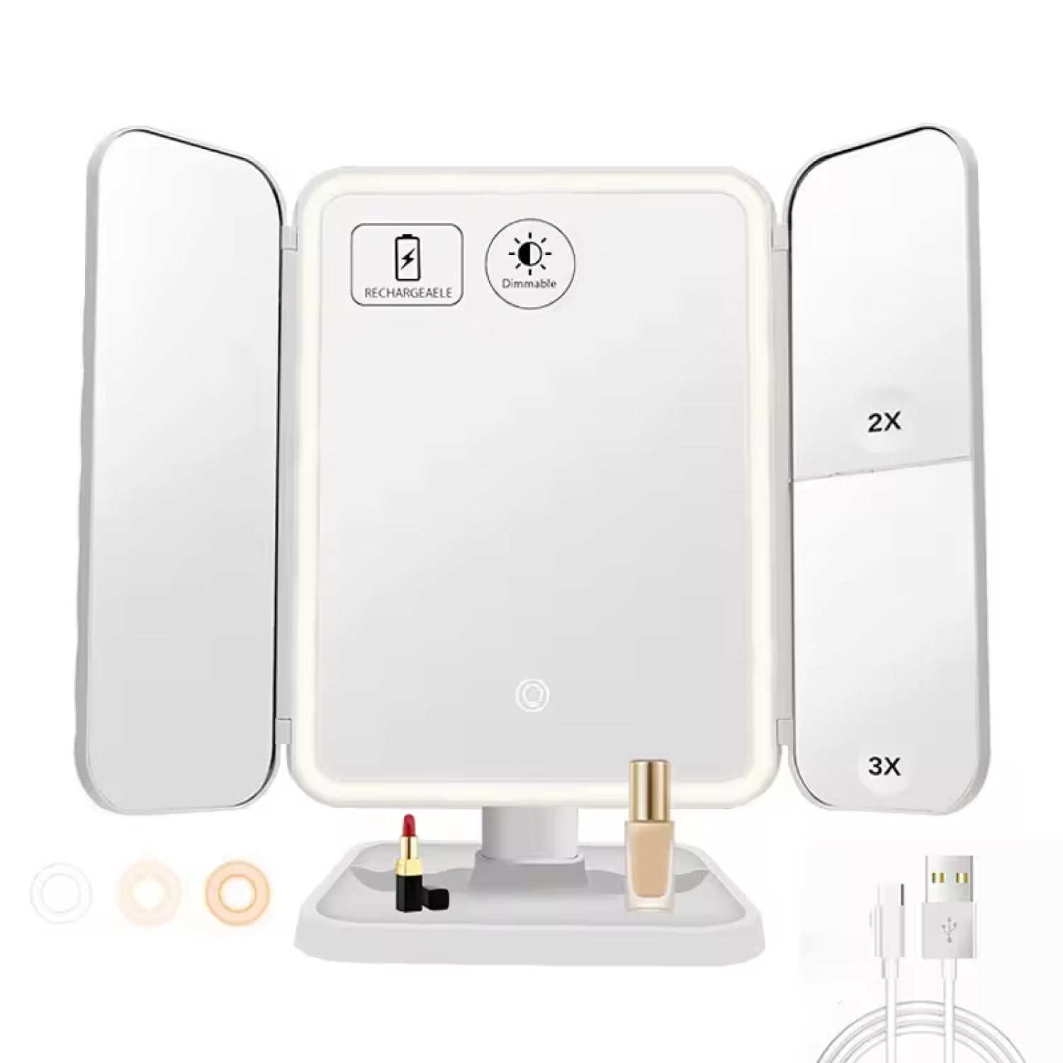 MinaViax Tri-Fold LED Makeup Mirror