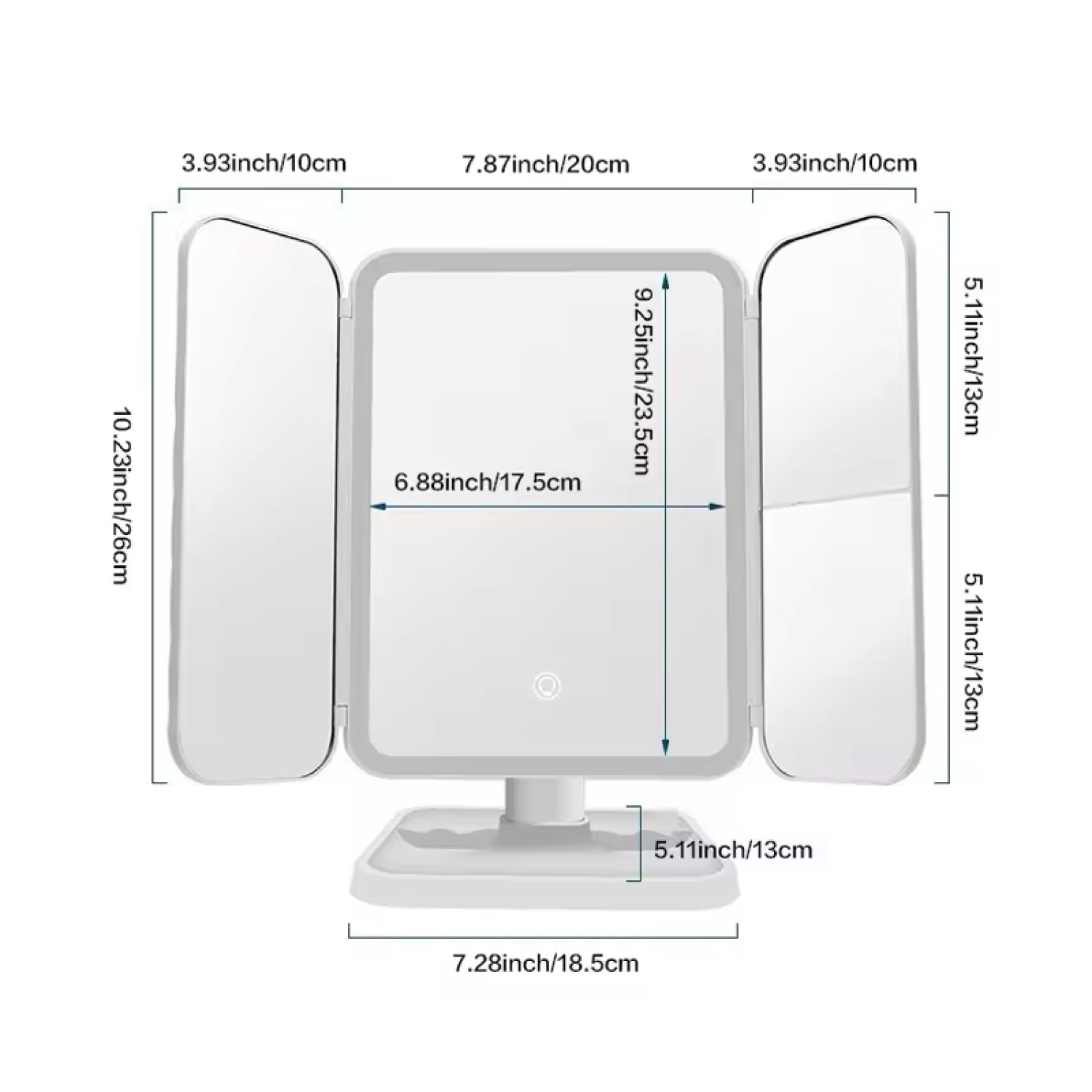MinaViax Tri-Fold LED Makeup Mirror