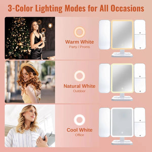 MinaViax Tri-Fold LED Makeup Mirror