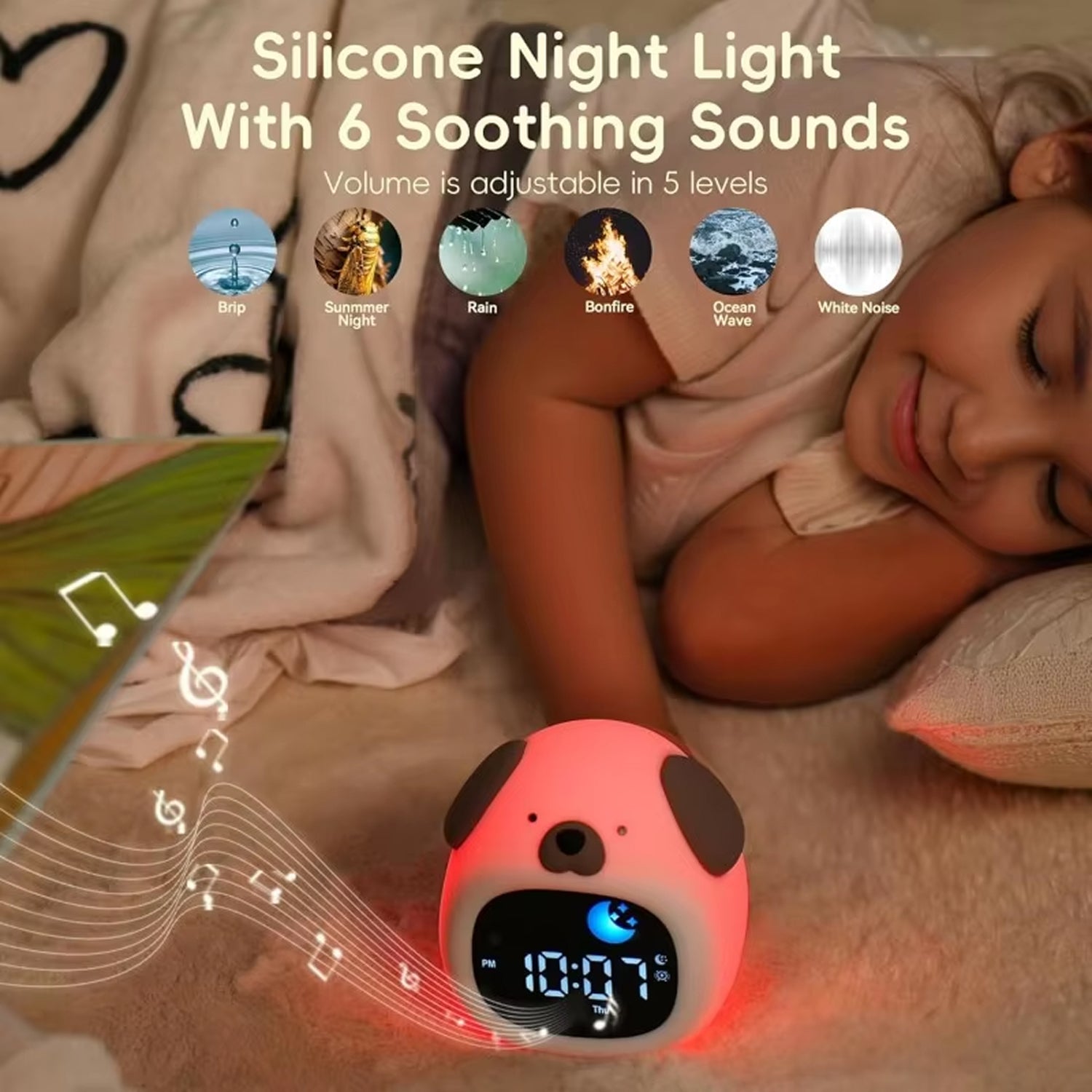 MornoChan Kids Sleep Training Alarm Clock with Sunrise Light