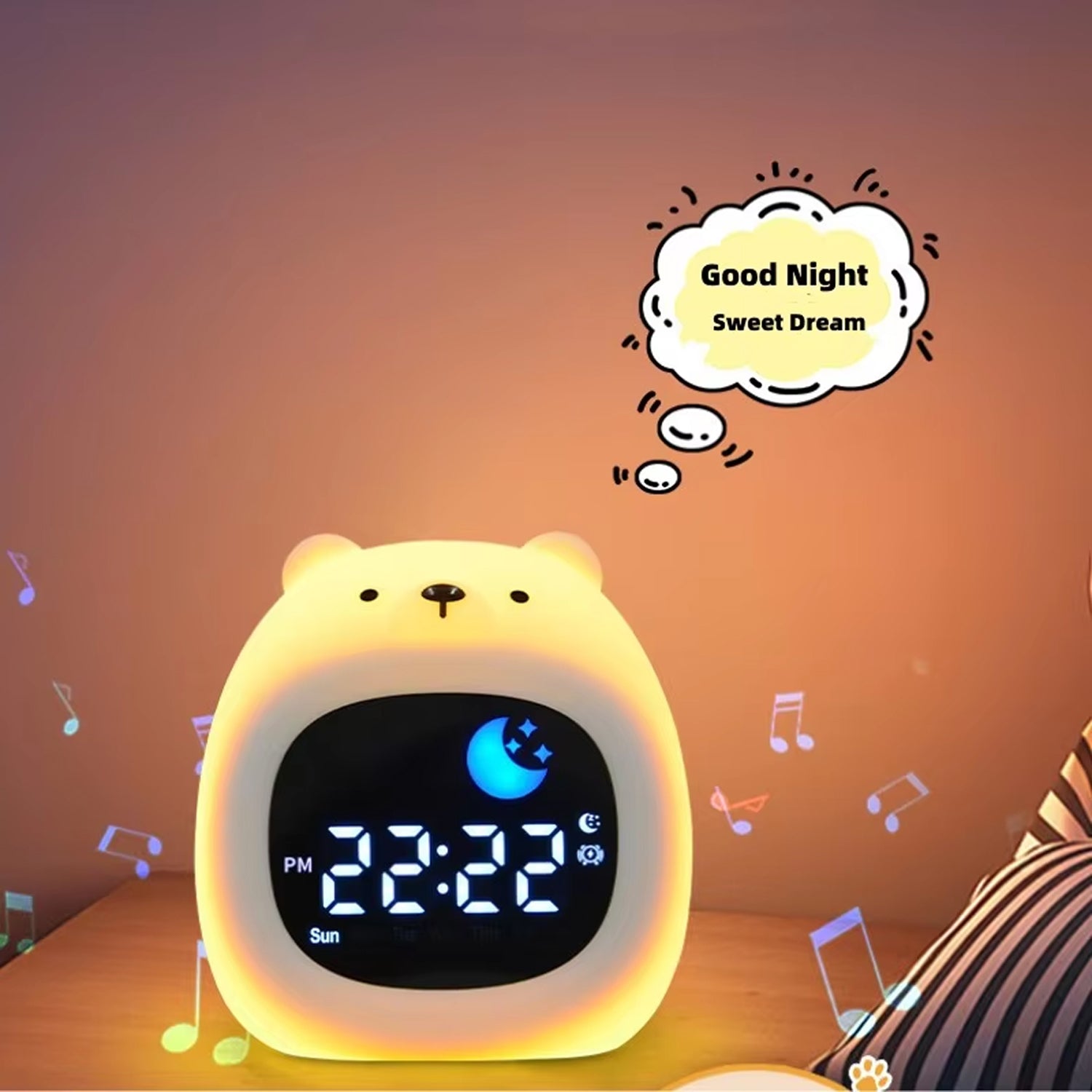 MornoChan Kids Sleep Training Alarm Clock with Sunrise Light