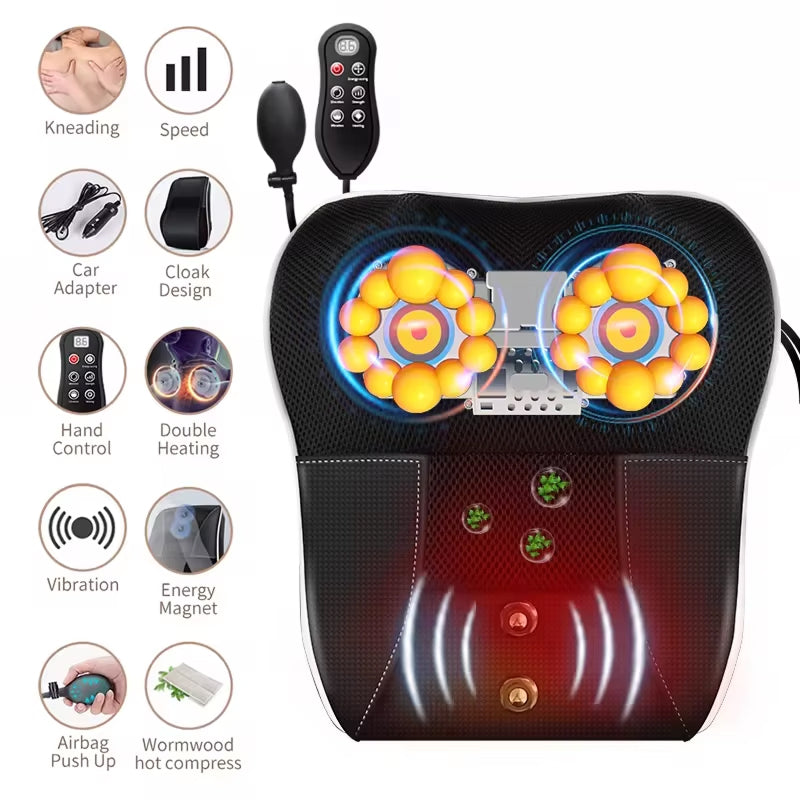 NeckoNova Deep Tissue Heated Massage Pillow for Neck and Back Relief